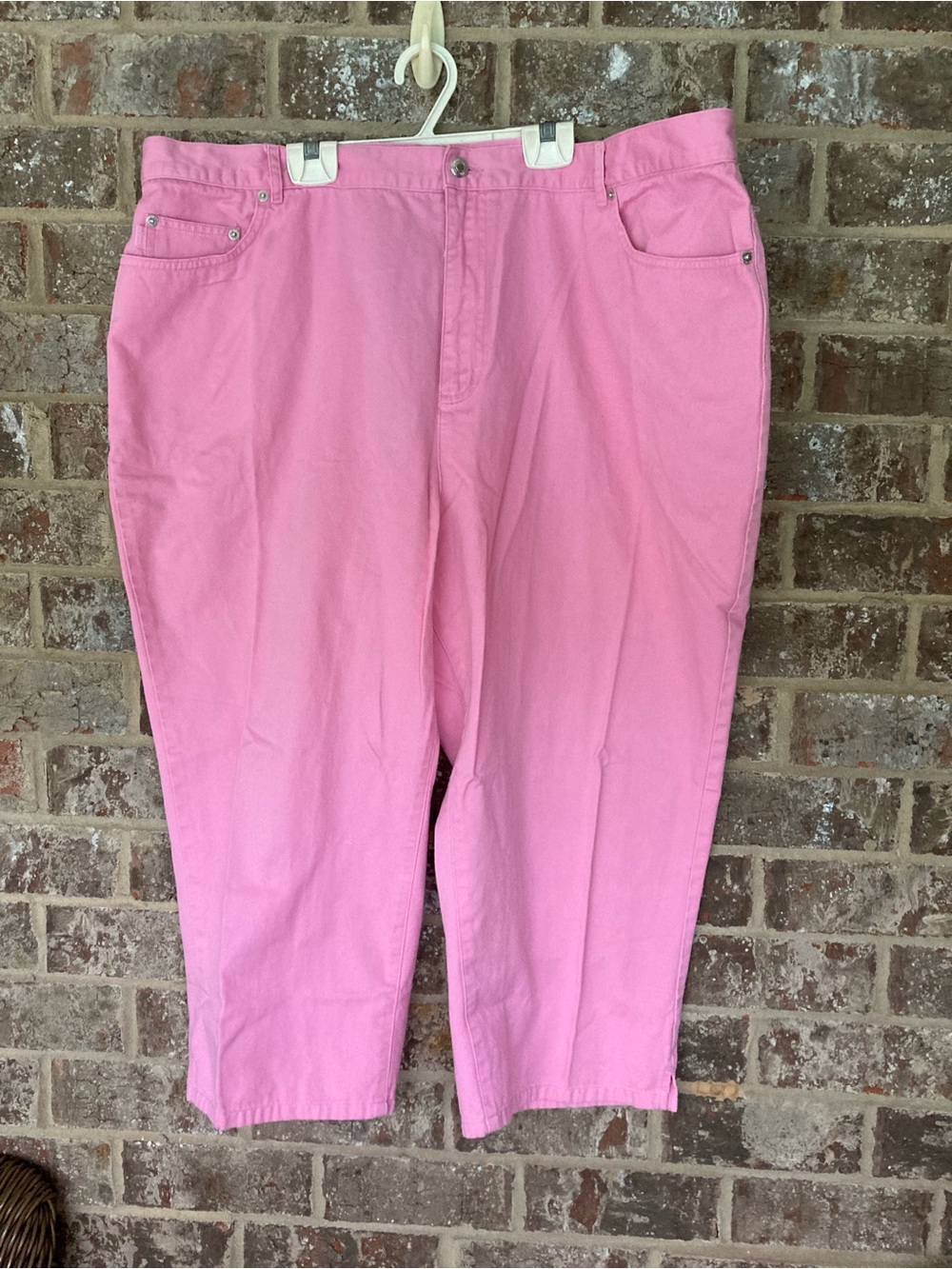 Lauren Ralph Lauren Pink Cropped Jeans Womens 22W Hot Pink Cotton Capri Pants - Picture 1 of 11